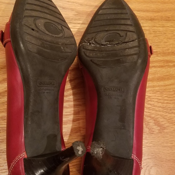 Coach Slip On Loafers Pumps Burgundy Leather - Picture 7 of 7